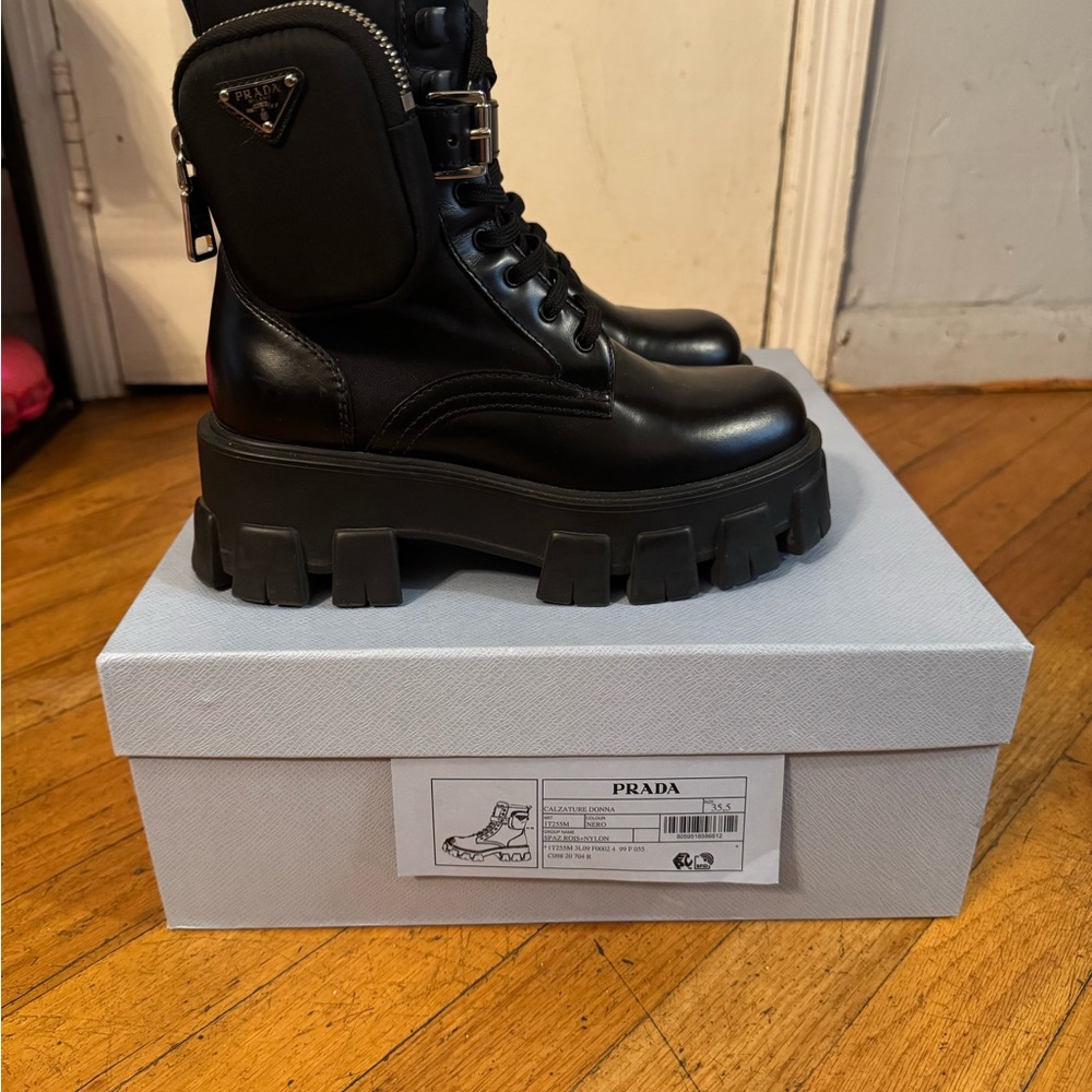 Prada Monolith Boots with Re-Nylon Pouch